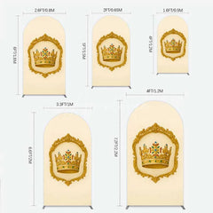 Aperturee - Aperturee Golden Royal Crown Arch Backdrop Ornate Jeweled King and Queen Birthday Party Decoration