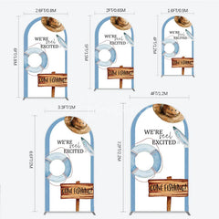 Aperturee - Aperturee Gone Fishing Arch Backdrop Reel Excited Life Ring Rustic Sign Background Boy Baby Shower Arch Cover Decoration