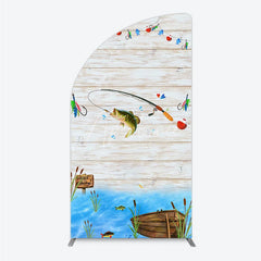 Aperturee - Aperturee Gone Fishing Half Moon Arch Backdrop Bass Fishing Theme Baby Shower Birthday Party Decor