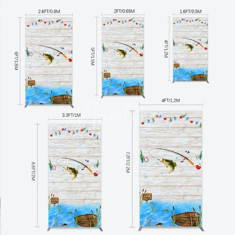 Aperturee - Aperturee Gone Fishing Rectangle Backdrop Bass Fishing Theme Baby Shower Birthday Party Decor