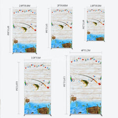 Aperturee - Aperturee Gone Fishing Rectangle Backdrop Bass Fishing Theme Baby Shower Birthday Party Decor