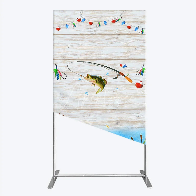 Aperturee - Aperturee Gone Fishing Rectangle Backdrop Bass Fishing Theme Baby Shower Birthday Party Decor