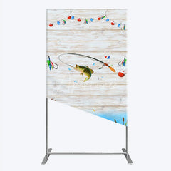 Aperturee - Aperturee Gone Fishing Rectangle Backdrop Bass Fishing Theme Baby Shower Birthday Party Decor