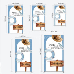 Aperturee - Aperturee Gone Fishing Rectangle Backdrop Reel Excited Life Ring Rustic Sign Background Boy Baby Shower Rectangle Cover