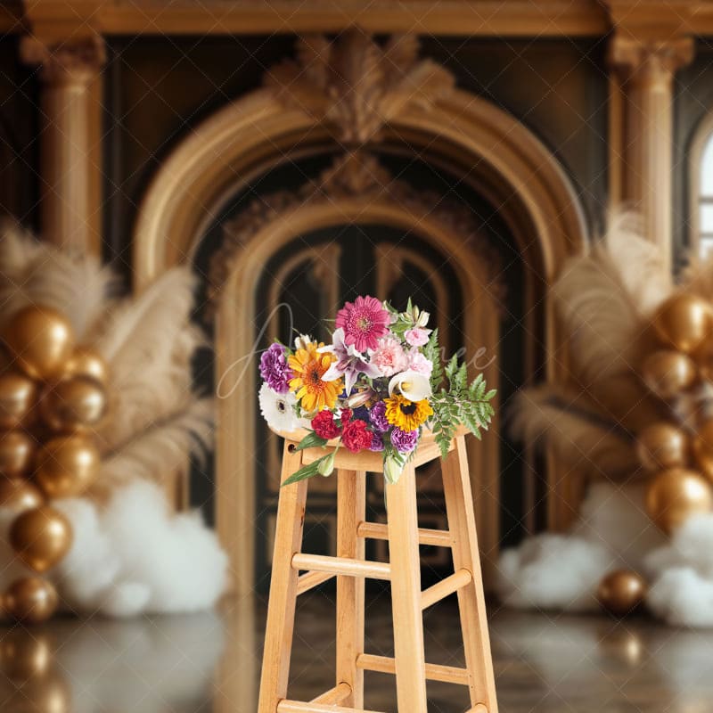 Aperturee - Aperturee Gorgeous Architecture Feather Balloon Photo Backdrop