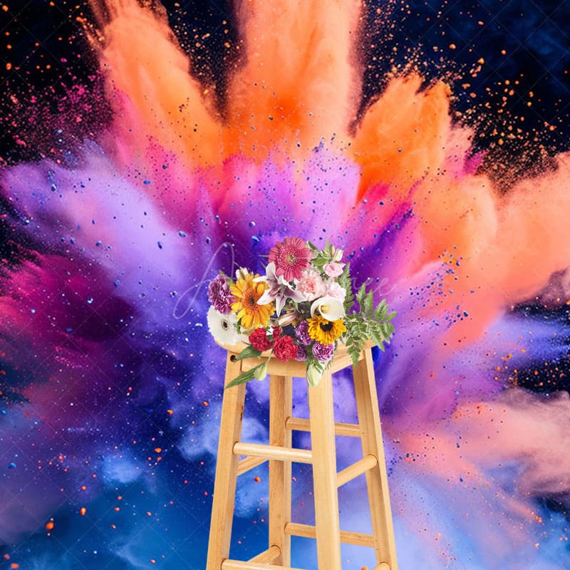 Aperturee - Aperturee Gorgeous Colorful Powder Burst Abstract Photo Backdrop
