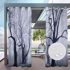 Aperturee - Aperturee Gothic Dark Forest Waterproof Outdoor Curtains For Patio