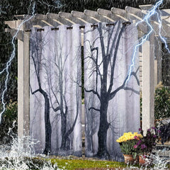 Aperturee - Aperturee Gothic Dark Forest Waterproof Outdoor Curtains For Patio