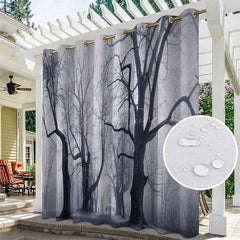 Aperturee - Aperturee Gothic Dark Forest Waterproof Outdoor Curtains For Patio