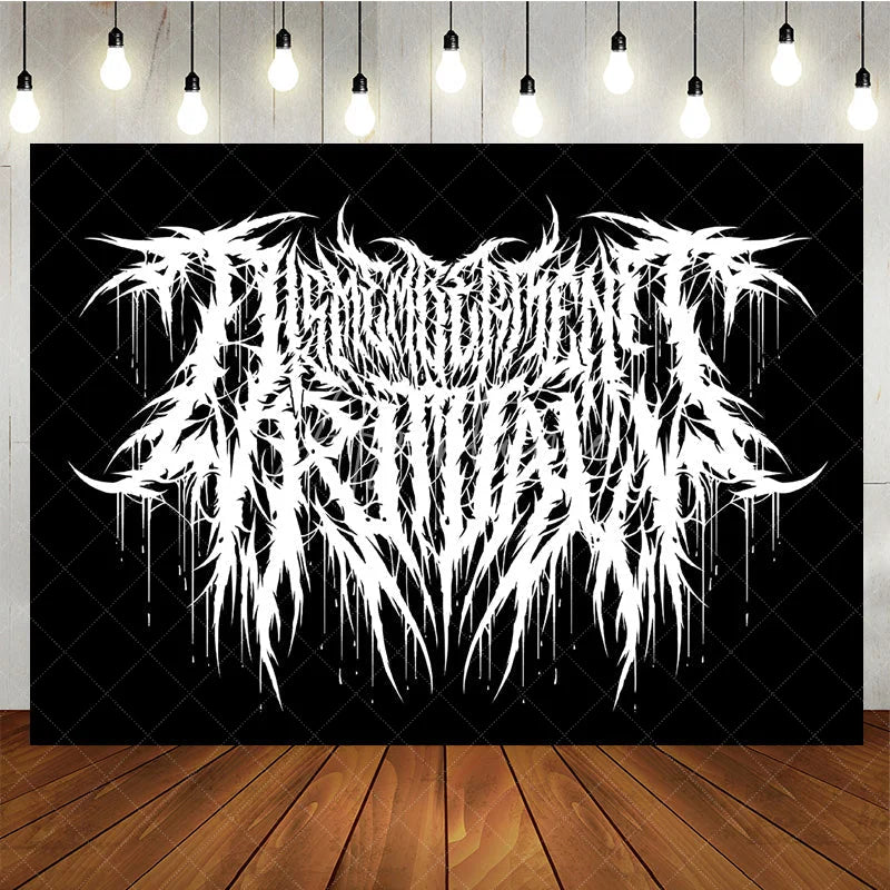 Aperturee - Aperturee Gothic Death Metal Logo Backdrop Black and White Grunge Rock Music Party Banner for Studio