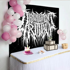 Aperturee - Aperturee Gothic Death Metal Logo Backdrop Black and White Grunge Rock Music Party Banner for Studio