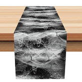 Aperturee - Aperturee Gothic Halloween Table Runner with Black and Grey Spider Web for Spooky and Modern Party Decor