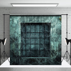 Aperturee - Aperturee Gothic Haunted Window Photography Backdrop Spooky Wall with Cobwebs Dark and Creepy Halloween Themed Photos