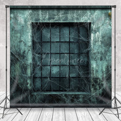 Aperturee - Aperturee Gothic Haunted Window Photography Backdrop Spooky Wall with Cobwebs Dark and Creepy Halloween Themed Photos