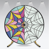 Aperturee Aperturee Gothic Stained Glass Round Backdrop Half Color and Half Spiderweb Window Wednesday Addams Inspired Party Decor