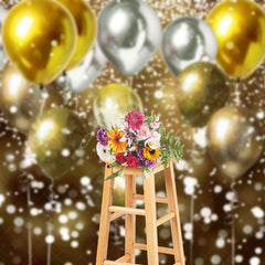 Aperturee - Aperturee Gradient Gold Silver Bokeh Balloon Photo Backdrop