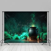 Aperturee - Aperturee Gradient Green Glitter Magic Jar Halloween Backdrop