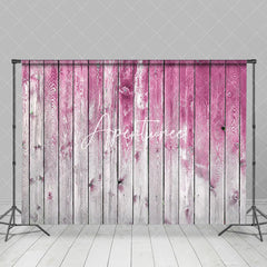 Aperturee - Aperturee Gradient Pink Grey Wood Grain Photography Backdrop