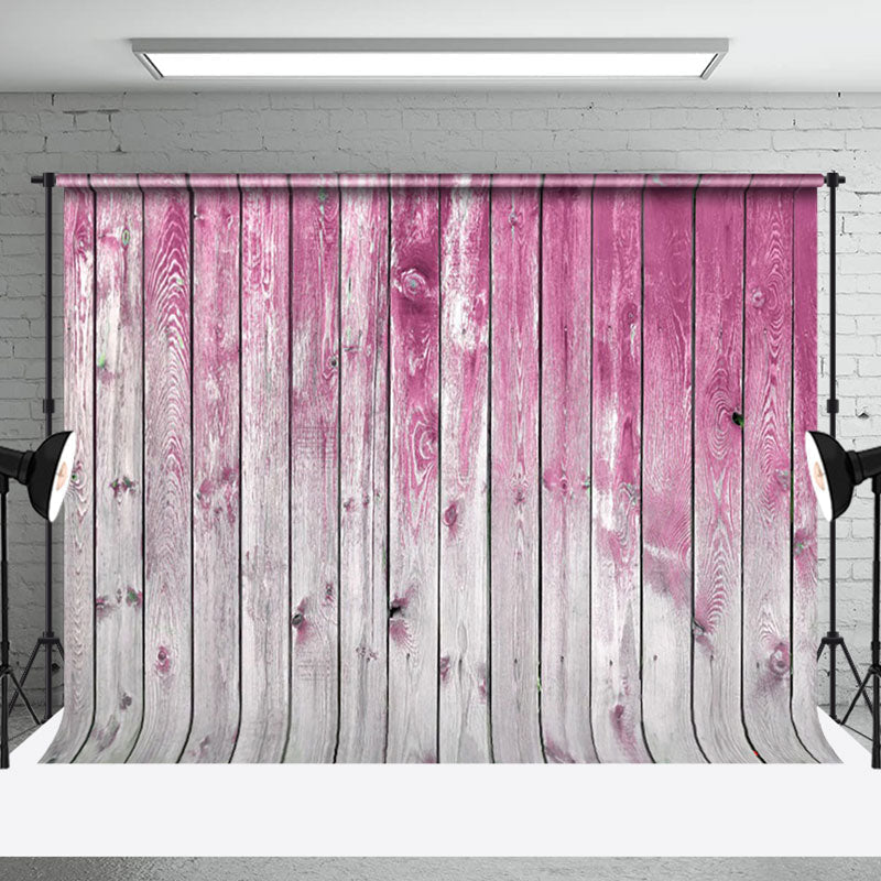 Aperturee - Aperturee Gradient Pink Grey Wood Grain Photography Backdrop