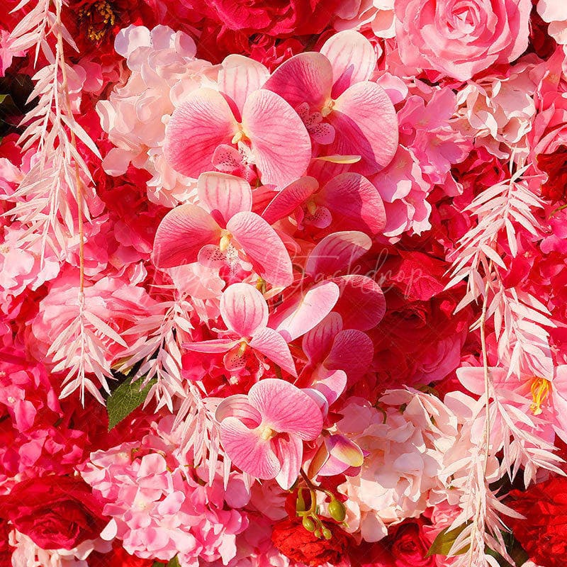 Aperturee - Aperturee Gradient Pink White Rose Artificial Flower Wall