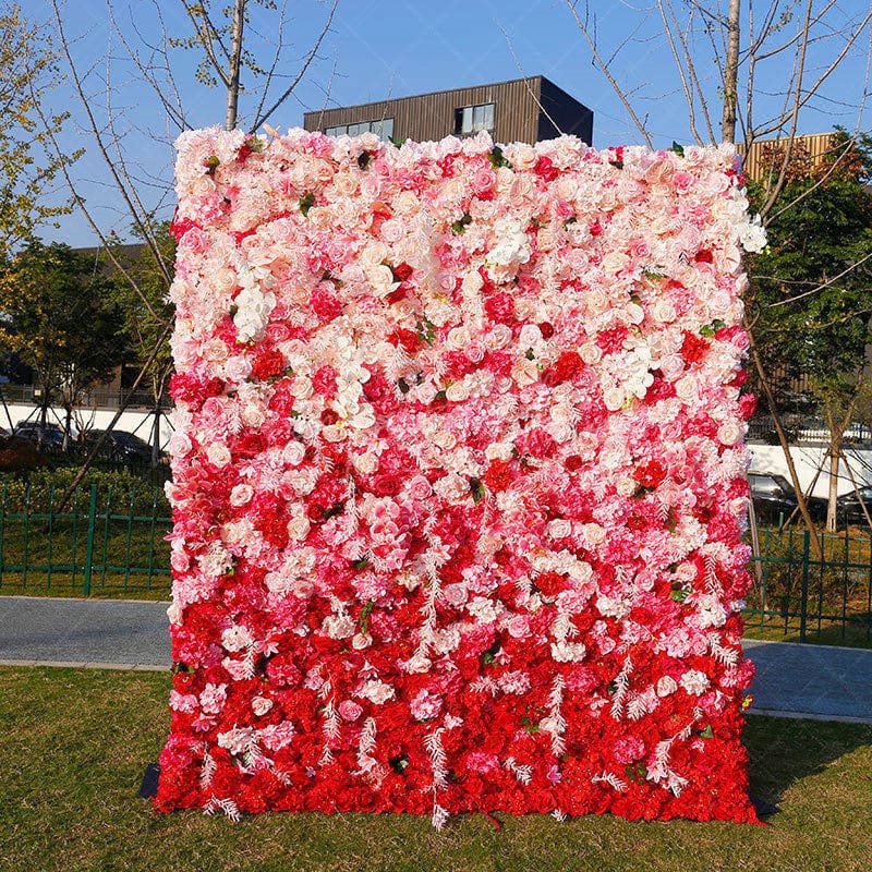 Aperturee - Aperturee Gradient Pink White Rose Artificial Flower Wall
