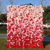 Aperturee - Aperturee Gradient Pink White Rose Artificial Flower Wall