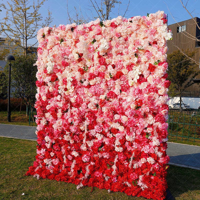 Aperturee - Aperturee Gradient Pink White Rose Artificial Flower Wall