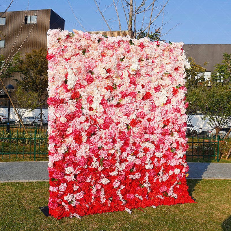 Aperturee - Aperturee Gradient Pink White Rose Artificial Flower Wall