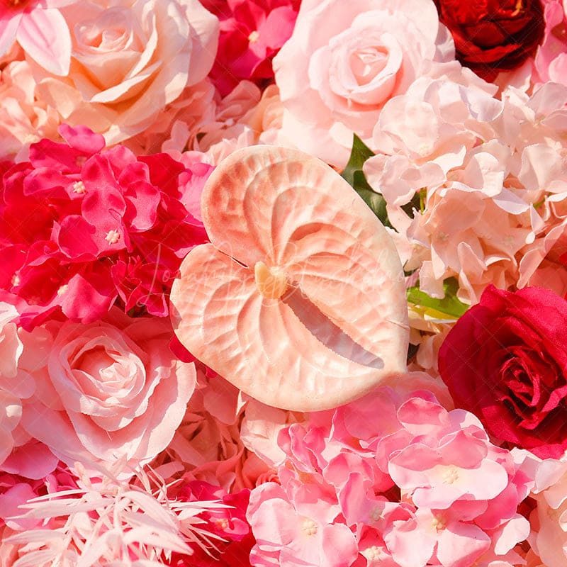 Aperturee - Aperturee Gradient Pink White Rose Artificial Flower Wall