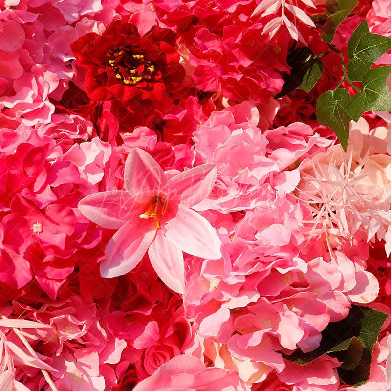 Aperturee - Aperturee Gradient Pink White Rose Artificial Flower Wall
