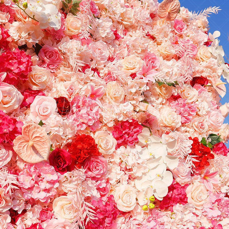 Aperturee - Aperturee Gradient Pink White Rose Artificial Flower Wall