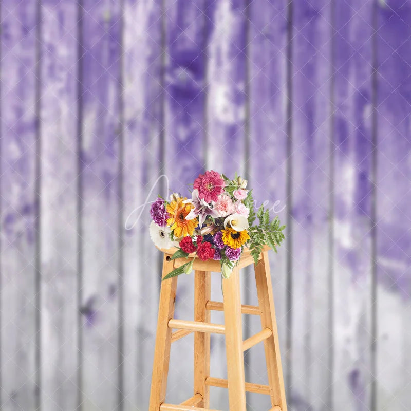 Aperturee - Aperturee Gradient Purple Grey Wood Grain Photography Backdrop