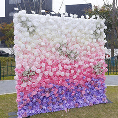 Aperturee - Aperturee Gradient Purple Pink White Artificial Flower Wall