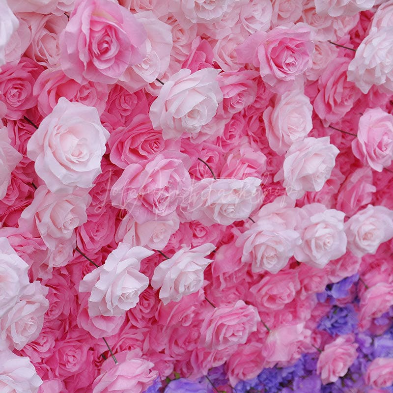Aperturee - Aperturee Gradient Purple Pink White Artificial Flower Wall