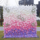 Aperturee - Aperturee Gradient Purple Pink White Artificial Flower Wall