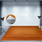 Aperturee - Aperturee Gradient Red Brown Wood Photo Fabric Floor Backdrop