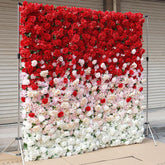 Aperturee - Aperturee Gradient Red White Artificial Flower Wall Party Decor