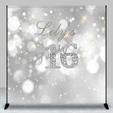 Aperturee - Aperturee Gradient Silver Sweet Bokeh Custom Birthday Backdrop