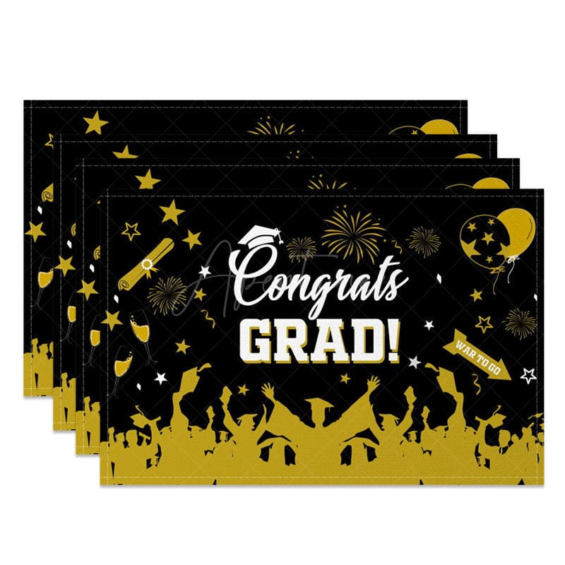 Aperturee - Aperturee Graduation Classic Black Gold Set of 4 Placemats