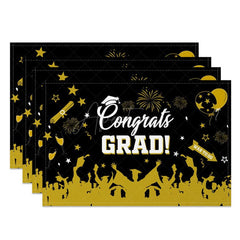 Aperturee - Aperturee Graduation Classic Black Gold Set of 4 Placemats