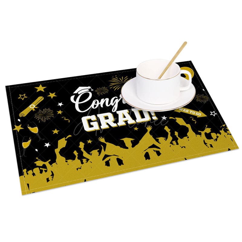 Aperturee - Aperturee Graduation Classic Black Gold Set of 4 Placemats