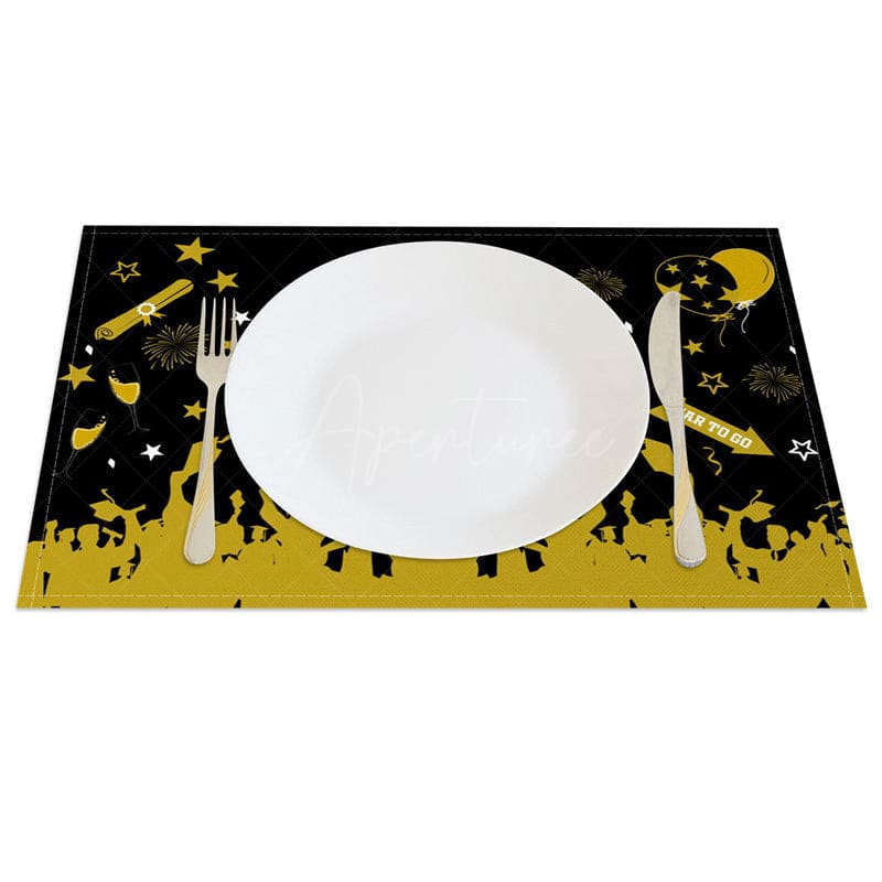 Aperturee - Aperturee Graduation Classic Black Gold Set of 4 Placemats