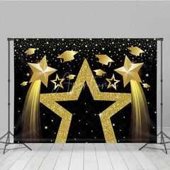 Aperturee - Aperturee Graduation Stars Backdrop Golden Glitter Graduation Caps Party Supplies for Class of 2026