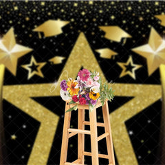 Aperturee - Aperturee Graduation Stars Backdrop Golden Glitter Graduation Caps Party Supplies for Class of 2026