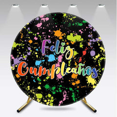 Aperturee Aperturee Graffiti Feliz Cumplcanos Round Birthday Backdrop