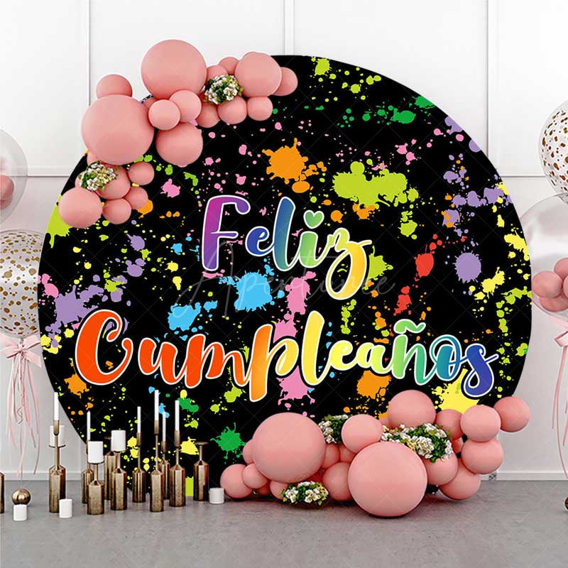Aperturee Aperturee Graffiti Feliz Cumplcanos Round Birthday Backdrop