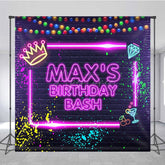 Aperturee - Aperturee Graffiti Neon Wall Crown Custom Birthday Backdrop