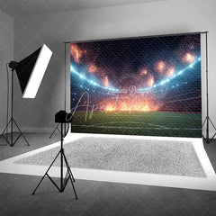 Aperturee - Aperturee Grand Sports Stadium Backdrop Bright Lights Fireworks Celebration Game Day Photography Background