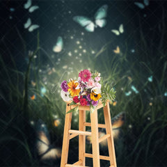 Aperturee - Aperturee Grass Mystical Butterflies Fine Art Photo Backdrop