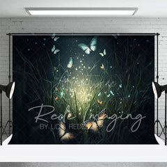 Aperturee - Aperturee Grass Mystical Butterflies Fine Art Photo Backdrop